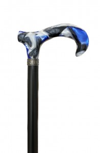 Vycházková hůl modro-černý mramor