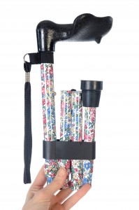 Vycházková hůl skládací Floral ergonomická levá ruka (73-83 cm)