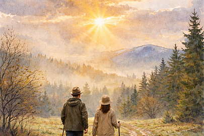 Březen, zpoz kamen lezem, duben, na hory půjdem