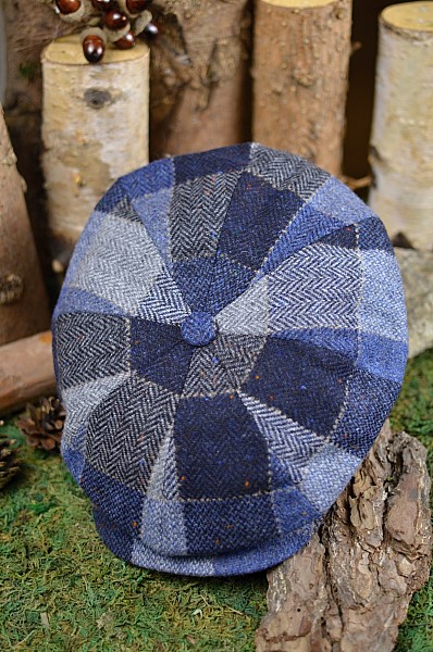 Bekovka Panel Cap Virgin Wool Check Lierys modrá