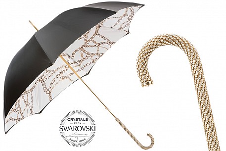 Luxusní černý deštník Pasotti Swarovski