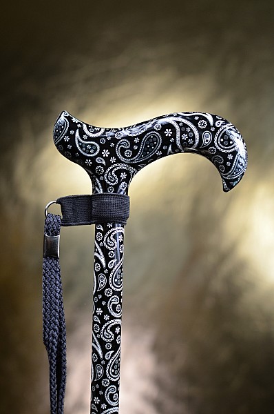 Vycházková hůl s nastavitelnou délkou Paisley Black & White