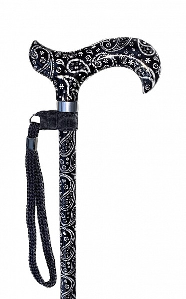 Vycházková hůl s nastavitelnou délkou Paisley Black & White