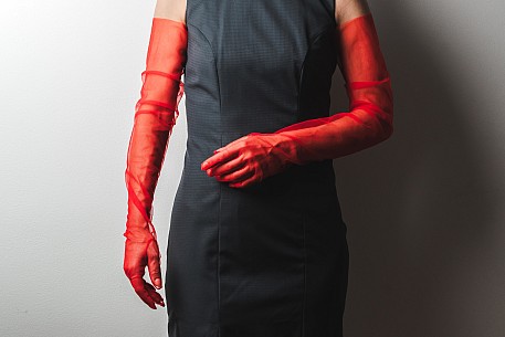 Dámské textilní dlouhé rukavice barevné