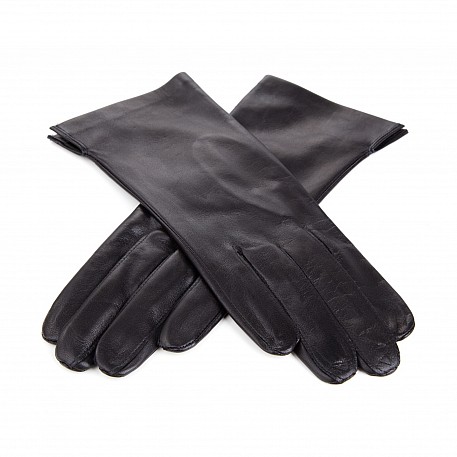 Kožené hladké pánské černé rukavice s kašmírem