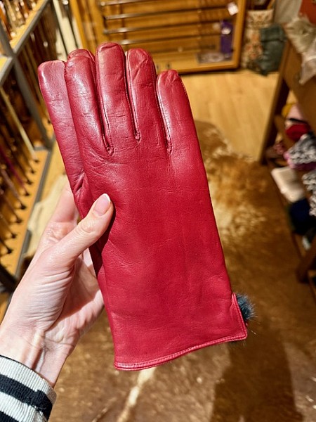 Dámské hřejivé rukavice s králičí podšívkou bordó