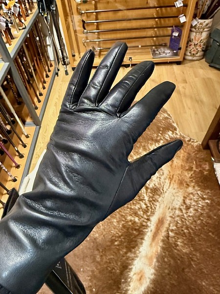 Luxusní dámské hladké rukavice s kašmírem černé