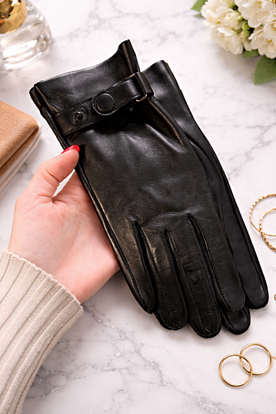 Dámské rukavice s páskem bez podšívky