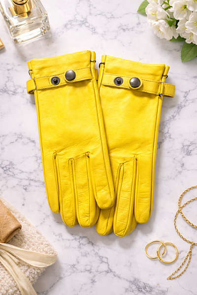 Dámské rukavice s páskem bez podšívky