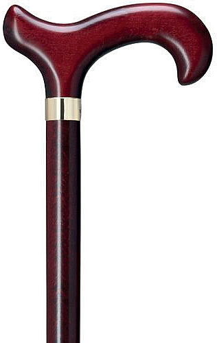 Vycházková hůl dřevěná s derby rukojetí Bordó