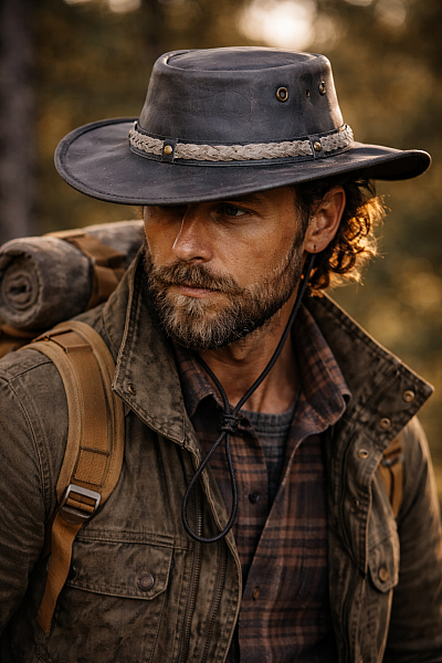 Klobouk kožený Australský  - HENBURY