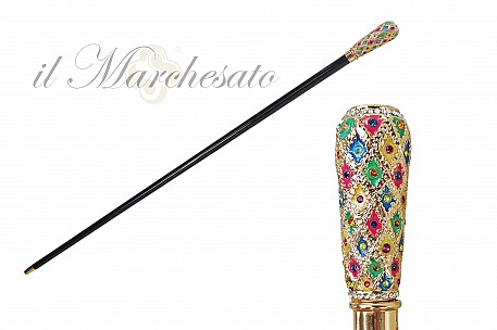Vycházková hůl luxusní il Marchesato Multicolor s krystaly