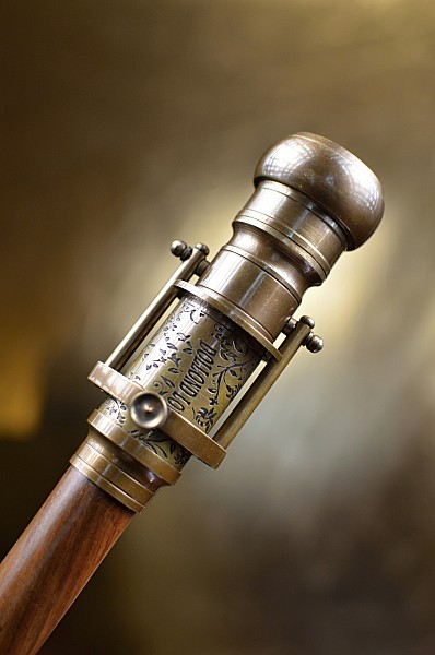 Vycházková hůl sběratelská s kompasem a dalekohledem Steampunk