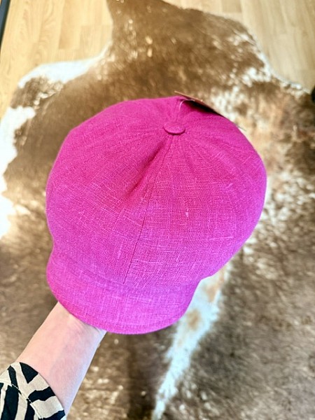 Dámská lněná fuchsiová kšiltovka