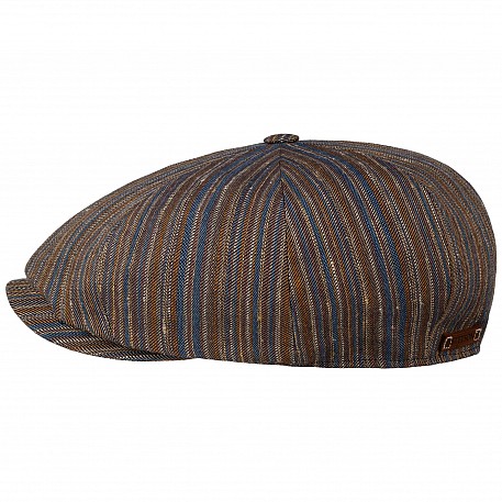 Bekovka Stetson 8-Panel Cap Cotton/Linen Stripe Barista