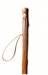 Vycházková hůl dřevěná přírodní žíhaná + kompas