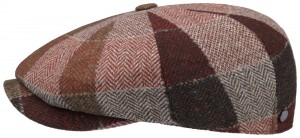 Bekovka Panel Cap Virgin Wool Check Lierys červená