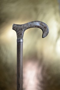 Vycházková hůl tmavě šedá s jemnými květy