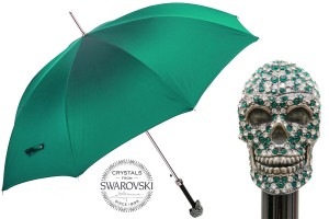 Deštník luxusní Pasotti Swarovski® Green Skull