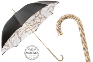 Luxusní černý deštník Pasotti Swarovski