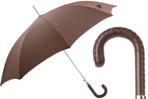 Luxusní deštník Pasotti Gentleman s hnědou koženou rukojetí