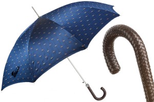 Deštník luxusní Pasotti s koženou pletenou rukojetí