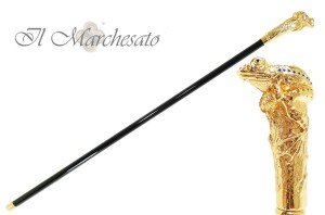Vycházková hůl luxusní žába s krystaly il Marchesato