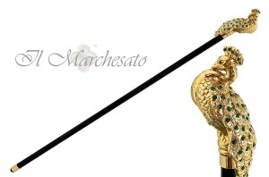 Vycházková hůl luxusní pozlacená Peacock