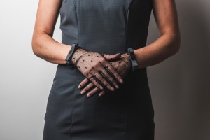 Dámské textilní rukavice s mašlí