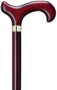 Vycházková hůl dřevěná s derby rukojetí Bordó